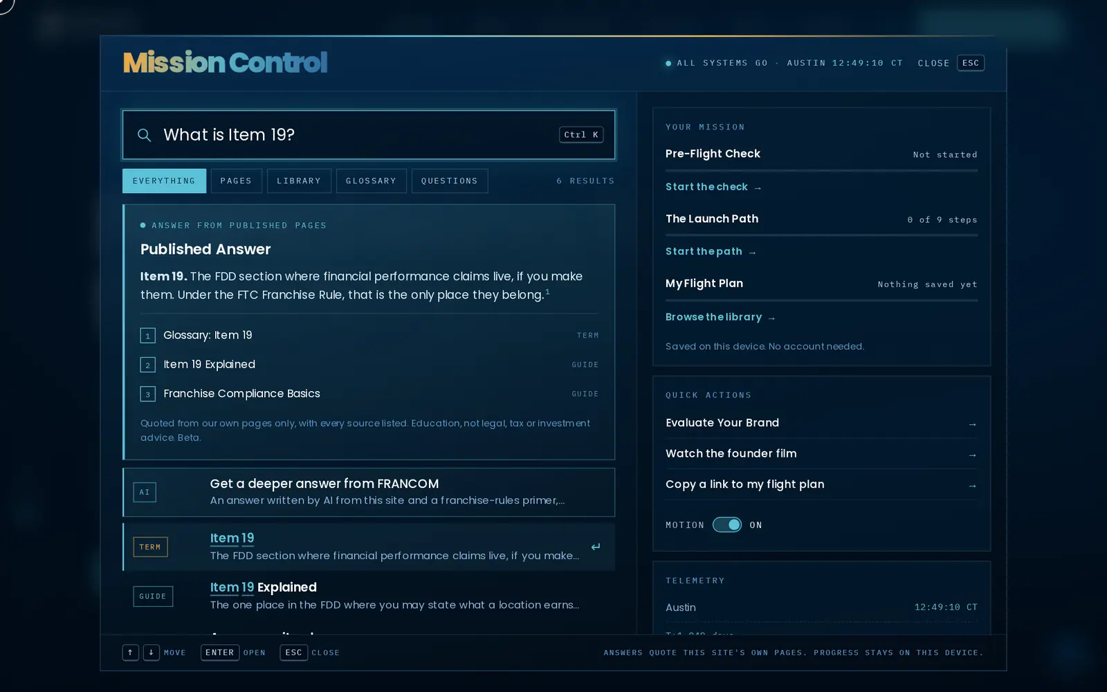An answer to What is Item 19, quoted from the site's own pages with its sources.